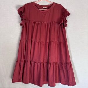 Entro Tiered Ruffle Cap Sleeve Dress M